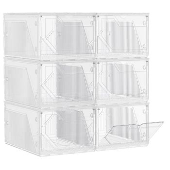 6 cajas para zapatos apilables de plástico de color blanco