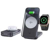 bakeey qi2 certificado cargador inalambrico magnetico plegable 3 en 1 de 15w estacion de carga rapida bateria portatil d