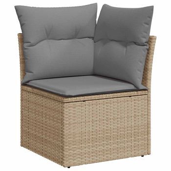 Sillón De Esquina De Jardín | Silla De Jardín | Silla De Exterior Con Cojines Ratán Sintético Beige