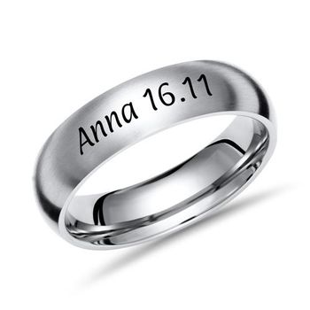 Anillo de titanio mate grabado a láser personalizado