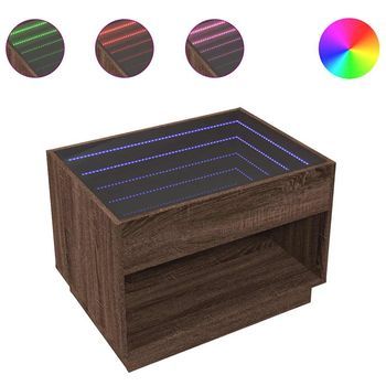 Mesa De Centro Con Infinity Led Marrón Roble 70x50x50 Cm Vidaxl