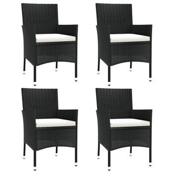 Sillas De Jardín Con Cojines (4 Unidades), Ratán Sintético Negro (solo Reino Unido, Irlanda, Finlandia Y Noruega) Cfw651170