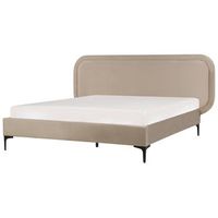 cama moderna con somier de terciopelo beige 140 x 200 cm suzette
