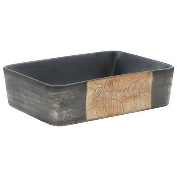 Lavabo Encimera Rectangular Cerámica Negro Marrón 46x35,5x13 Cm Vidaxl