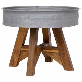 Mesa De Centro De Madera Reciclada Mixta Plateado 60x45 Cm Vidaxl