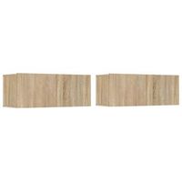 muebles para tv 2 unidades madera contrachapada roble 80x30x30 cm