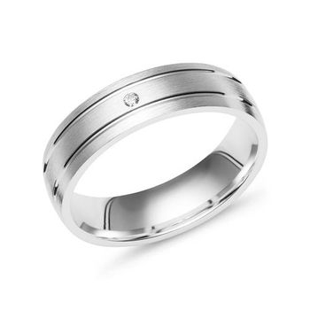 Anillo plata mate surcos brillantes circonita 5 mm