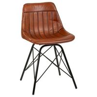 silla de metal y piel marron 46x49x785