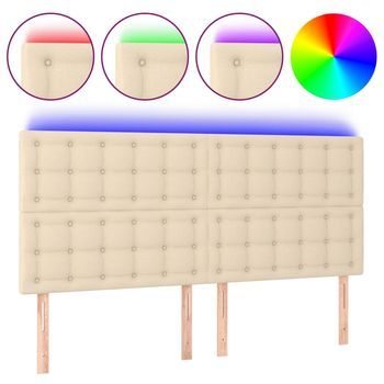 Cabecero Cama Con Luces Led | Panel De Cabecera Tela Crema 180x5x118/128 Cm