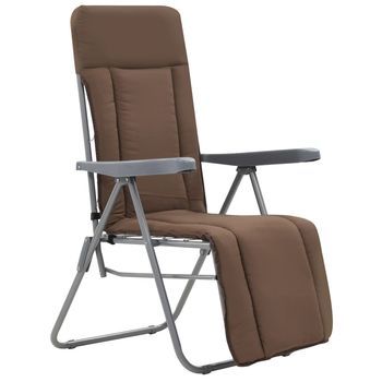 Pack 2 Uds Sillas Plegables De Jardín | Silla De Exterior | Sillón Con Cojines Marrón