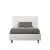 cama de una plaza y medio con almacenaje acolchada 120x210 cuero sintetico blanco adele