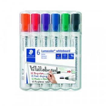 Staedtler Lumo Whiteboard Marker Bullet Tip Assrtd Clrs PK6