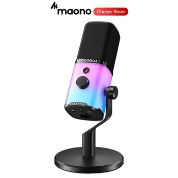 MAONO-micrófono dinámico PD100X para juegos, USB/XLR con Software EQ RGB, silencioso, Conector de auriculares, micrófono para Gamer Streaming Podcast PC PS5/4