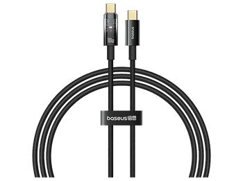 Cable USB-C - Baseus Explorer, a USB-C, 2m, Apagado automático, Carga ultrarrápida, 100W, Negro