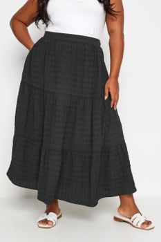 Yours Falda Midi Negra Textura, Mujer Curvy Y Tallas Grandes, Yours