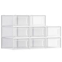 cajas de zapatos plastico plegable y apilable transparente  blanco  8 x caja de zapatos