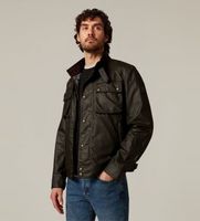 belstaff para hombre 105306 chaqueta racemaster verde aceituna desgastado 48 casual algodon