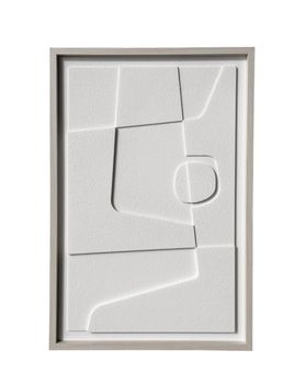 Cuadro de resina 3d texturizado figuras blanco 90x60x4 cm