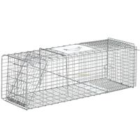 outsunny trampa para animales vivos plegable 93x31x345 cm jaula de captura de alambre con puerta y asa para conejos gatos plata   aosom espana