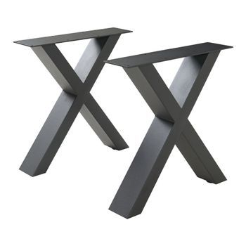 Set De 2 Patas De Mesa Maribo Forma De X Acero 42x40cm - Negro [en.casa]
