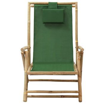 Silla De Relax | Silla De Relax | Silla De Relajación Reclinable De Bambú Y Tela Verde