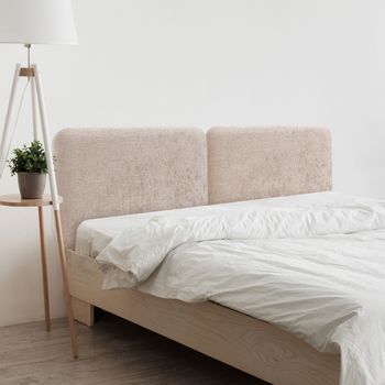 Dhome Cabecero Tapizado En Lana Redondeado Para Pared Acústicos Cabeceros Absorbentes Cabezal Cama Dormitorio (beige, 160cm Dual)