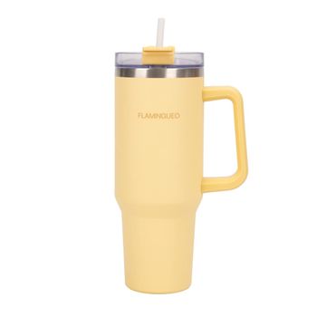 Botella térmica con pajita acero inoxidable 1,18 litros amarillo