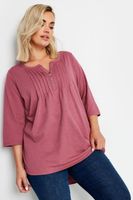 yours camiseta algodon rosa antiguo con jaretas y cuello panadero mujer curvy y tallas grandes yours