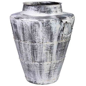 Jarrón De Metal Envejecido Blanco 50x50x58