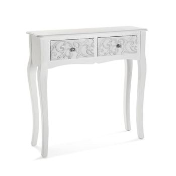 Consola recibidor con 2 cajones en madera aglomerada blanco