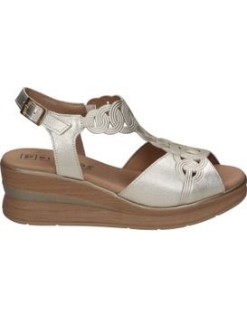 Sandalias De Piel Con Cuña Para Mujer Pitillos 10350 Color Dorado 40