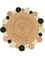 alfombra de yute vibora negro 200 cm redondo