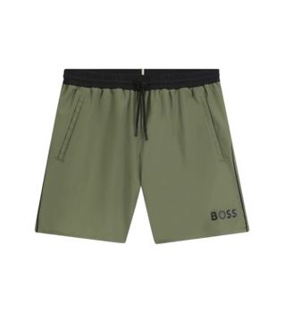 BOSS para hombre. 50514429 Bañador Tipo Shorts con Logo y Ribetes en contraste verde (4XL), Beachwear, Poliéster