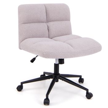Costway Silla Giratoria de Escritorio con Patas Cruzadas y Ruedas Asiento Acolchado Altura Ajustable sin Brazos para Dormitorio Estudio Gris