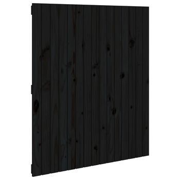 Cabecero De Cama Pared Madera Maciza Pino Negro 95,5x3x110 Cm
