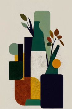 Cuadro botella y planta impresión sobre lienzo 60x90cm