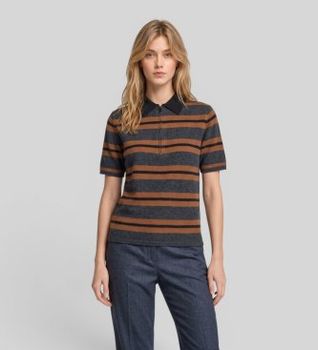 Semicouture para mujer. Y6WB20 Polo Elsa gris, marrón (L), Casual, Lana, Manga corta