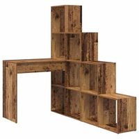 escritorio de esquina madera envejecida madera de ingenieria vidaxl