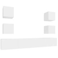 set de muebles para tv 6 piezas madera contrachapada blanco vidaxl