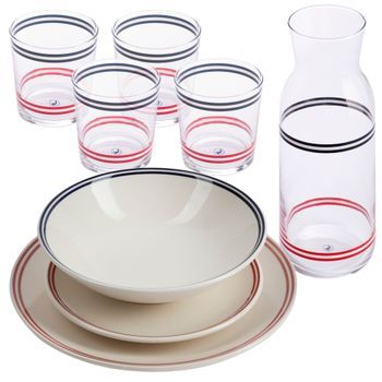 Vajilla El Ganso Platos Ø27,20,19 Cm Con Botella 1,2l Y Vasos 345ml