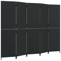 biombo de 5 paneles ratan sintetico negro vidaxl