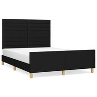 cama doble  cama para adultos  estructura de cama con cabecero de tela negro 140x190 cm