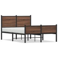 estructura de cama sin colchon metal marron roble 120x200 cm vidaxl