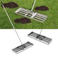 costway rastrillo nivelador de cesped 75 x 25 cm herramienta de cesped resistente con mango ergonomico para suelo para jardin patio granja