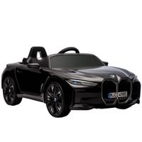 homcom coche electrico para ninos 37-72 meses autorizacion bmw i4 con control remoto y cinturon de seguridad 115x67x45cm negro   aosom espana