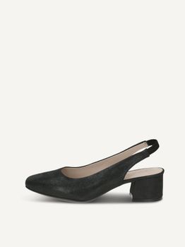 CAPRICE sling pumps, black, made of Leather with Trapeze heel, Size 41