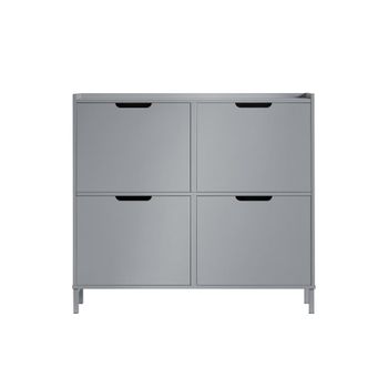 Zapatero estrecho con 4 solapas madera gris