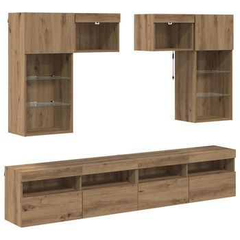 Unidades De Pared Para Tv 6 Uds. Madera Envejecida Vidaxl