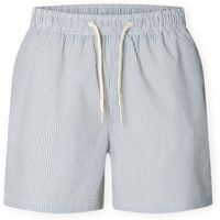selected short cooper-seersucker swim trunks - blue mirage para hombre