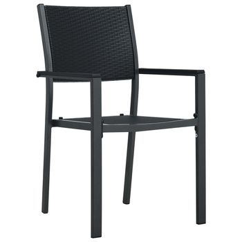 Pack 2 Uds Sillas De Jardín | Silla De Exterior | Sillón Plástico Con Aspecto De Ratán Negro